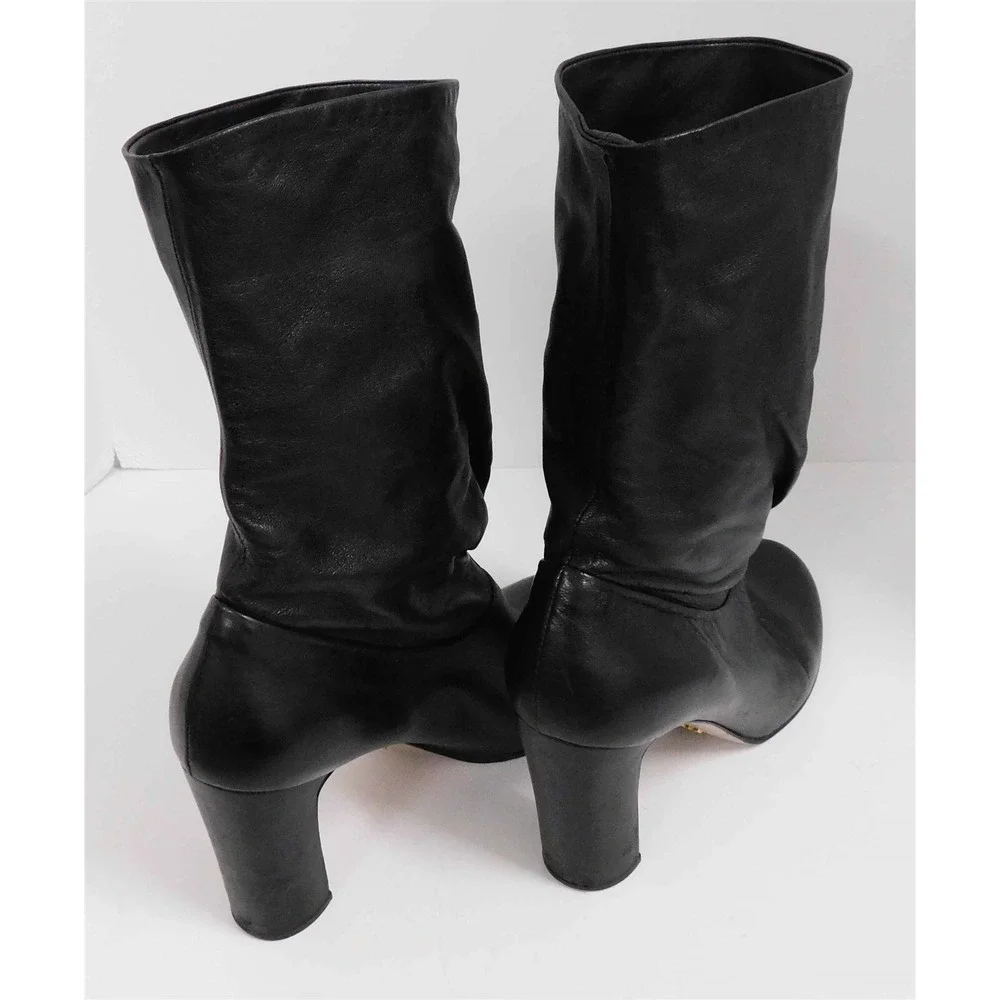 Prada Italy Black Lamb Leather Ankle Boots Italy‎ 37.5 - Picture 4 of 9